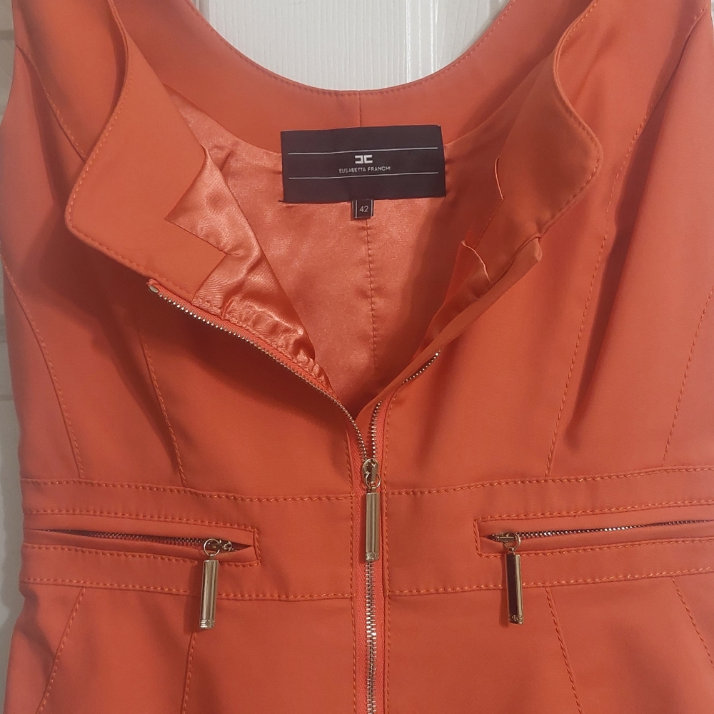 Elisabetta Franchi Midi Sleeveless Zipper Dress - Picture 3 of 8